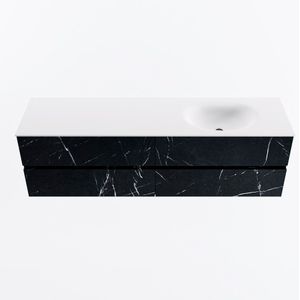 Mondiaz vica 170 cm badmeubel onderkast marquina 4 lades. Wastafel moon rechts 1 kraangat, kleur talc.