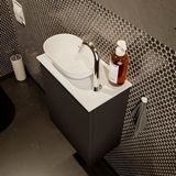 Mondiaz Fowy toiletmeubel 40cm urban met witte waskom links en kraangat