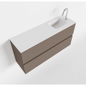 Mondiaz ada 100 cm toiletmeubel smoke. Lex wastafel talc rechts 1 kraangat