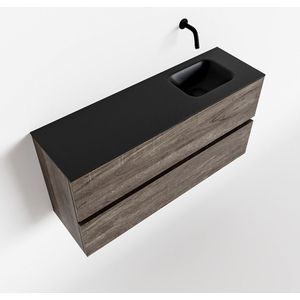 Mondiaz ada 100 cm toiletmeubel dark brown. Lex wastafel urban rechts zonder kraangat