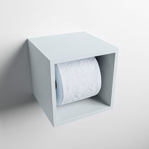 Mondiaz easy toiletrolhouder cube 160 solid surface 16x16 cm kleur clay. Geschikt voor op en inbouw.