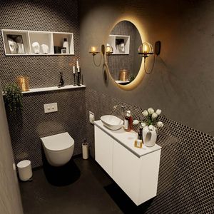 Mondiaz fowy toiletmeubel 80 cm kleur talc. Waskom positie links kleur talc | talc. Zonder kraangat