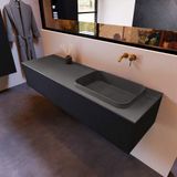 Badkamermeubelset Mondiaz Erin 150 cm met 1 Lade met RIDGE Wastafel Rechts Dark grey Zonder Kraangaten Greeploos Mat Urban