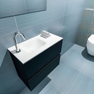MONDIAZ ADA Toiletmeubel - 60x30x50cm - 1 kraangat - 2 lades - urban mat - wasbak links - Solid surface - Wit FK75341745