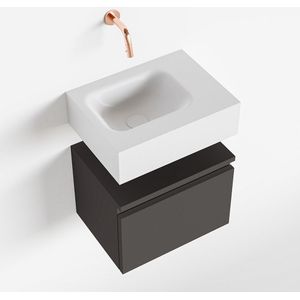 Mondiaz andor 40 cm toiletmeubel dark grey. Lex 40 cm wastafel talc links geen kraangat