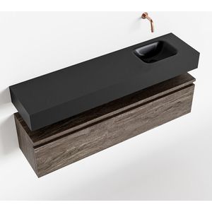MONDIAZ ANDOR 120cm toiletmeubel dark brown. LEX 120cm wastafel urban rechts geen kraangat