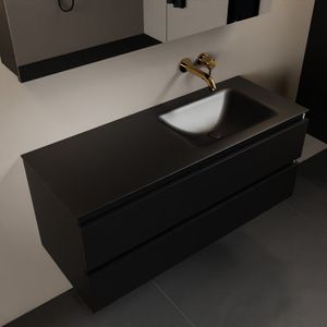 Mondiaz Aivy badmeubelset - 120x45x50cm - 0 kraangaten - 1 wasbak urban Solid surface - Rechts - 2 lades - Met spiegelkast - MDF Urban AIVY80405