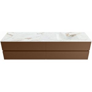 Mondiaz vica-dlux 200 cm badmeubel onderkast rust 4 lades. Inbouw wastafel cloud rechts zonder kraangat, kleur frappe.