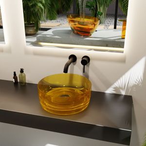 Mondiaz jewel waskom transparant 40 cm kleur gold