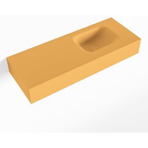 Mondiaz lex ocher vrijhangende solid surface wastafel 80 cm. Positie wasbak rechts