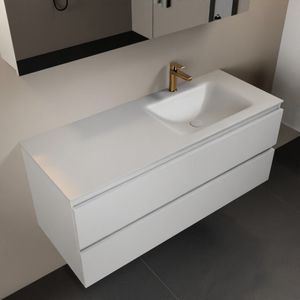 MONDIAZ AIVY 120cm badmeubel Talc, wastafel Talc solid surface rechts 1 kraangat met spiegelkast (AI-351641TALC-SI - AI-M120TARE - AI-C120TAMI)