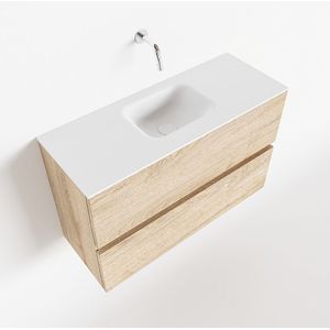 MONDIAZ ADA 80cm toiletmeubel washed oak. LEX wastafel talc midden zonder kraangat