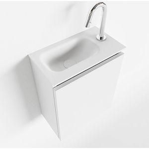 MONDIAZ TURE 40cm toiletmeubel talc. EDEN wastafel talc links 1 kraangat