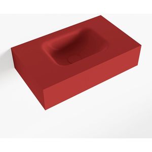 Mondiaz lex fire vrijhangende solid surface wastafel 50 cm. Positie wasbak midden