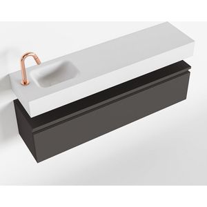 MONDIAZ ANDOR 120cm toiletmeubel dark grey. LEX 120cm wastafel talc links 1 kraangat
