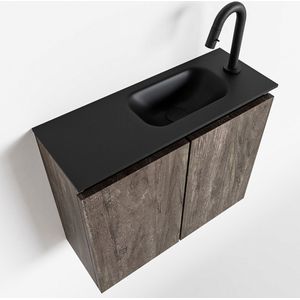 MONDIAZ TURE 60cm toiletmeubel dark brown. EDEN wastafel urban rechts 1 kraangat