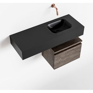 MONDIAZ ANDOR 40cm toiletmeubel dark brown. LEX 80cm wastafel urban rechts geen kraangat