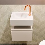 Mondiaz andor 40 cm toiletmeubel linen. Lex 40 cm wastafel talc links 1 kraangat