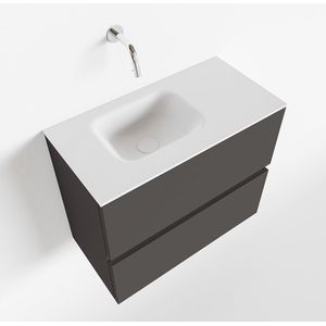 Mondiaz ada 60 cm toiletmeubel dark grey. Lex wastafel talc links zonder kraangat