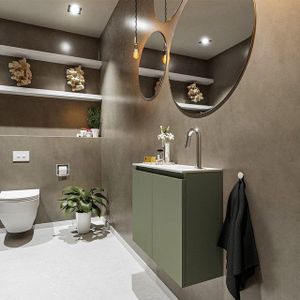 MONDIAZ TURE 60cm toiletmeubel army. EDEN wastafel talc rechts 1 kraangat