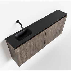 Mondiaz Ture 120cm toiletmeubel dark brown met wastafel urban links geen kraangat