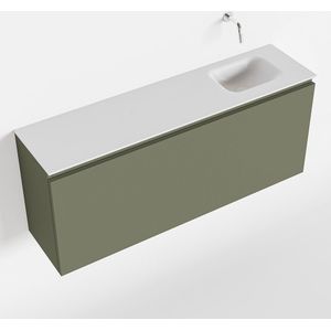 MONDIAZ OLAN 120cm toiletmeubel army. LEX wastafel talc rechts geen kraangat