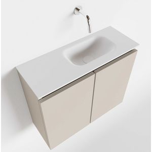 Mondiaz ture 60 cm toiletmeubel linen. Eden wastafel talc rechts geen kraangat