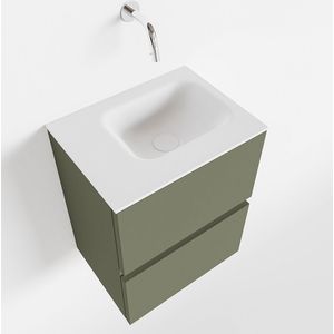 Mondiaz Ada 40cm toiletmeubel army met wastafel talc links zonder kraangat