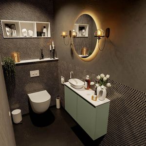 Mondiaz fowy toiletmeubel 80 cm kleur army. Waskom positie links kleur talc | talc. Met 1 kraangat