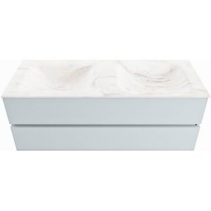 MONDIAZ VICA-DLUX 130cm badmeubel onderkast Clay 2 lades. Inbouw wastafel CLOUD dubbel 2 kraangaten, kleur Ostra.