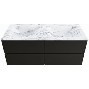 MONDIAZ VICA-DLUX 120cm badmeubel onderkast Urban 4 lades. Inbouw wastafel CLOUD dubbel zonder kraangat, kleur Glace.