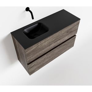 Mondiaz ada 80 cm toiletmeubel dark brown. Lex wastafel urban links zonder kraangat