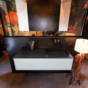 Badkamermeubelset Mondiaz Erin 120 cm met 1 Lade met RIDGE Wastafel Rechts Urban Zonder Kraangaten Greeploos Mat Clay