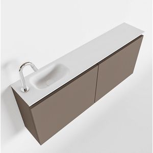 Mondiaz ture 120 cm toiletmeubel smoke. Eden wastafel talc links 1 kraangat