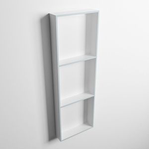 Mondiaz easy nis 89,5x29,5 cm in solid surface kleur clay | talc. 3 vakken geschikt voor in- of opbouw