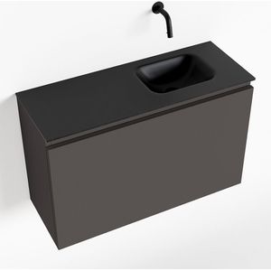 MONDIAZ OLAN 80cm toiletmeubel dark grey. LEX wastafel urban rechts geen kraangat