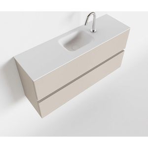 MONDIAZ ADA 100cm toiletmeubel linen. LEX wastafel talc midden 1 kraangat