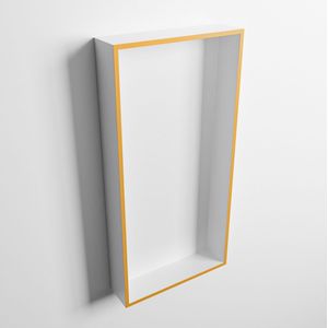 Mondiaz easy nis 59,5x29,5 cm in solid surface kleur ocher | talc. 1 vak geschikt voor in- of opbouw