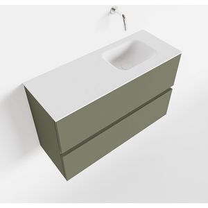 MONDIAZ ADA 80cm toiletmeubel army. LEX wastafel talc rechts zonder kraangat