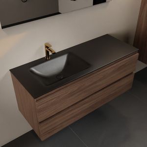 Mondiaz aivy 120 cm badmeubel mocha, wastafel urban solid surface links 1 kraangat