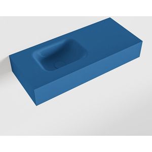 Mondiaz lex jeans vrijhangende solid surface wastafel 70 cm. Positie wasbak links