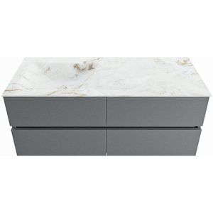 MONDIAZ VICA-DLUX 120cm badmeubel onderkast Plata 4 lades. Inbouw wastafel CLOUD links zonder kraangat, kleur Frappe.