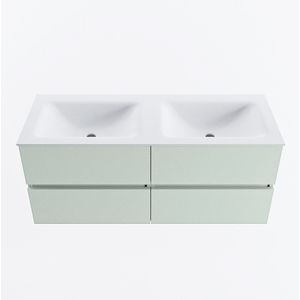 Mondiaz vica 120 cm badmeubel onderkast greey 4 lades. Wastafel cloud dubbel zonder kraangat, kleur talc.
