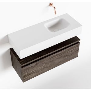 Mondiaz - Andor - Toiletmeubel - Dark Brown - Wastafel Talc Rechts Zonder Kraangat