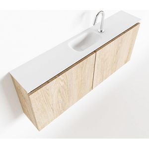 MONDIAZ TURE 120cm toiletmeubel washed oak. EDEN wastafel talc midden 1 kraangat