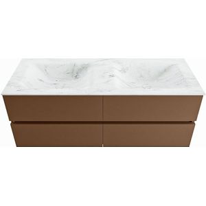 Mondiaz vica-dlux 130 cm badmeubel onderkast rust 4 lades. Inbouw wastafel cloud dubbel 2 kraangaten, kleur opalo.