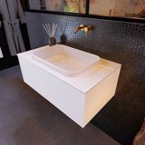 Mondiaz Erin 80cm badmeubel Carrara met 1 lade en witte wastafel midden zonder kraangaten