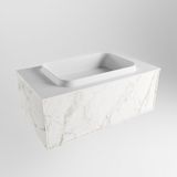 Mondiaz Erin 80cm badmeubel Carrara met 1 lade en witte wastafel midden zonder kraangaten