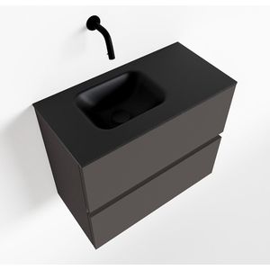 Mondiaz ada 60 cm toiletmeubel dark grey. Lex wastafel urban links zonder kraangat