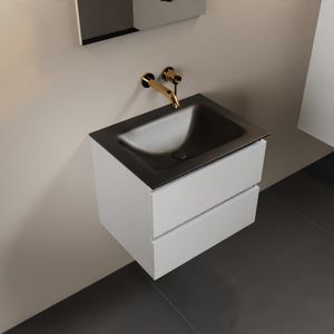 Mondiaz aivy 60 cm badmeubel talc, wastafel urban solid surface midden zonder kraangat